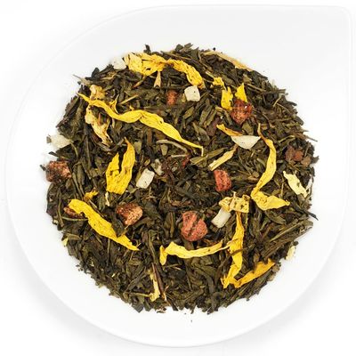 URBANTEADEALERS The Eight Treasures of Shaolin, Tea Blend with Herbs and Fruit Pieces, Strawberry-Pineapple Flavored, 100 g