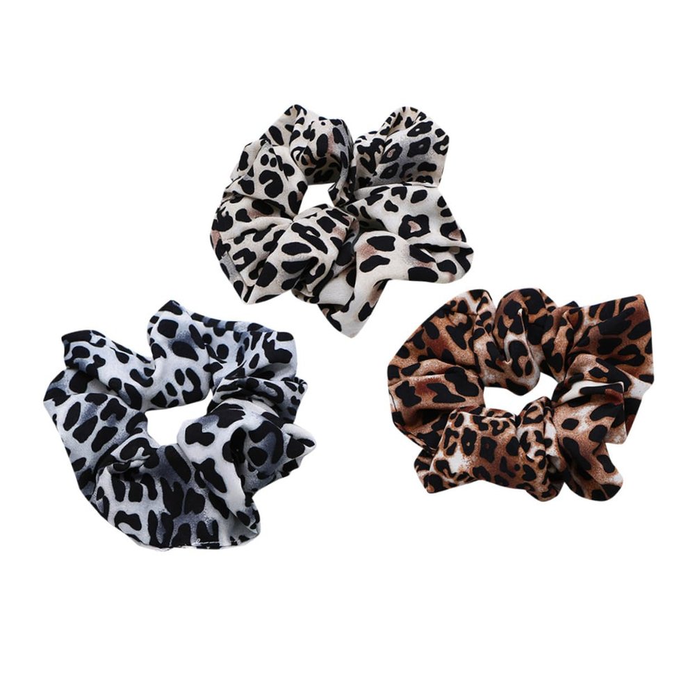 Pack of Elastic Leopard-Print Hair Ties for Women and Girls