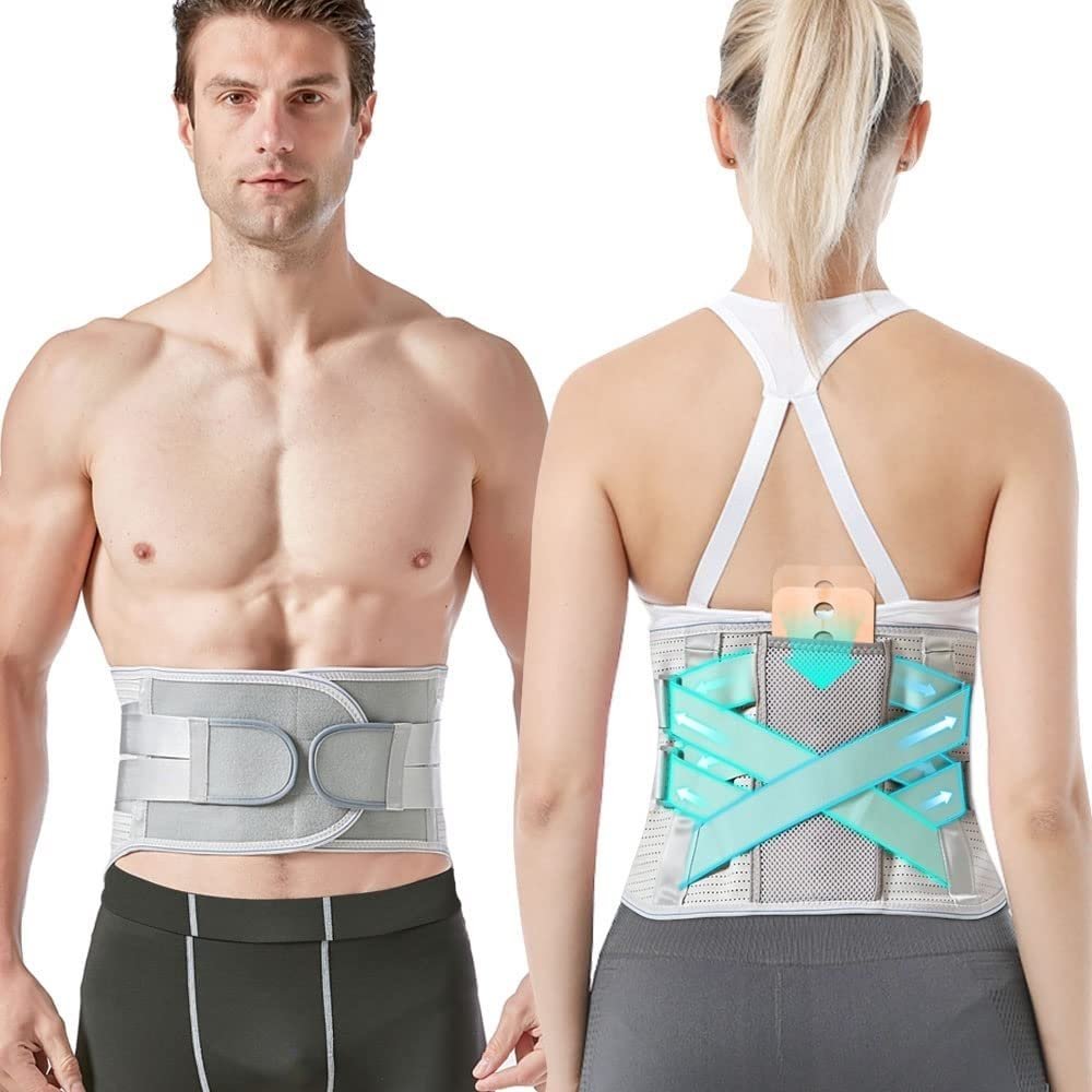 Lower Back Support Belt with Bionic Support Plate, Adjustable Lumbar Decompression Brace