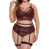 Rpporm Women's Sexy Lace Lingerie Set, Bra and Panties, Plus-Size Babydoll, 2-Piece view 1
