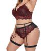 Rpporm Women's Sexy Lace Lingerie Set, Bra and Panties, Plus-Size Babydoll, 2-Piece view 2