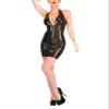 PODSI Transparent Black Latex Dress with Back Zipper, Red, M view 2