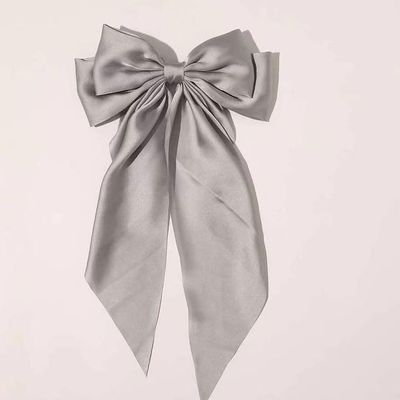 SYSUII Gray Satin Bow Hair Clip