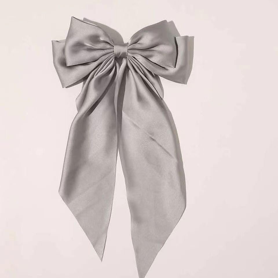 SYSUII Gray Satin Bow Hair Clip