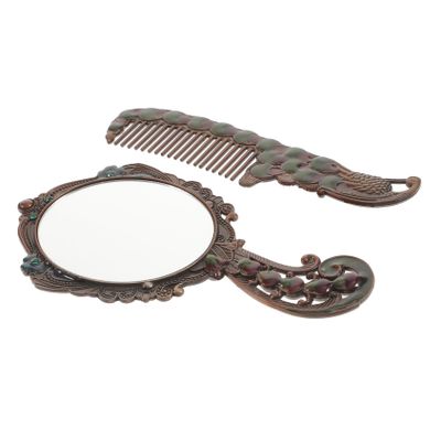 FOMIYES Vintage Makeup Mirror with Comb, Portable and Durable for Travel and Everyday Use
