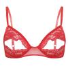 iEFiEL Women's Red Sheer Lace Triangle Bralette Bra, Wire-Free V-Neck, Size S view 1