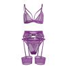 Women’s Sexy Lace Lingerie Set, 3-Piece Push-Up Bra, Panties and Garter Belt view 1