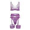 Women’s Sexy Lace Lingerie Set, 3-Piece Push-Up Bra, Panties and Garter Belt view 2