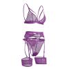 Women’s Sexy Lace Lingerie Set, 3-Piece Push-Up Bra, Panties and Garter Belt view 3