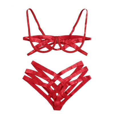boseucn Sexy Lingerie Set for Women, 2-Piece Crossed Bra and Panties Set