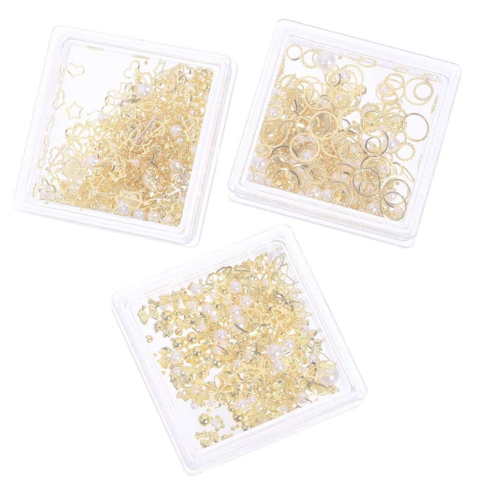 minkissy 9 Boxes Nail Jewelry, Shell Decor, Imitation Pearls and Nail Flakes
