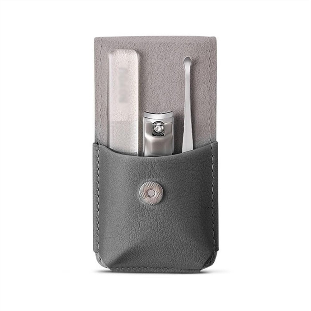 3-Piece Nail Clipper Manicure Set for Women with Nail File and Earplug (Color: Gr)