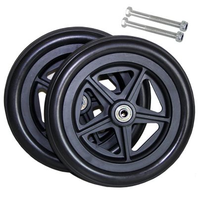 LekLai Wheelchair Replacement Front Wheels, 2-Pack, Solid Rubber, Black, 150 mm (6 in)