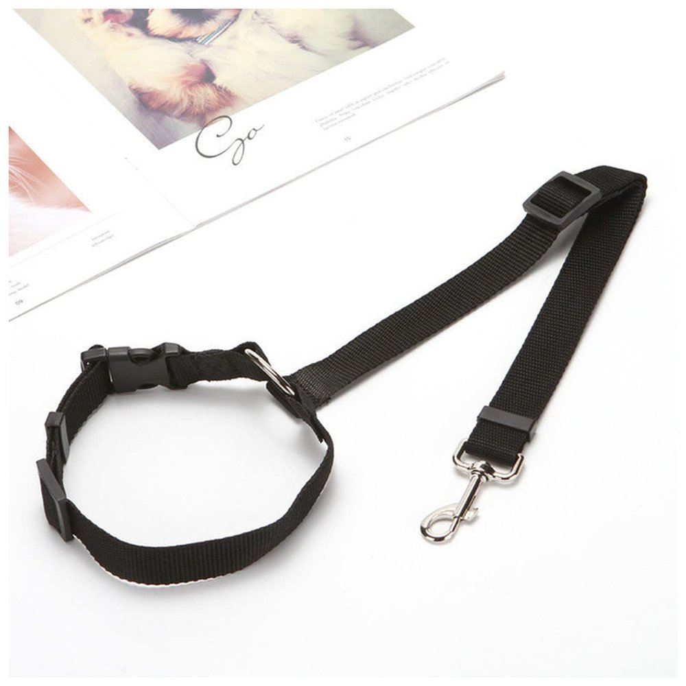 Adjustable Pet Car Seat Belt and Leash, Black