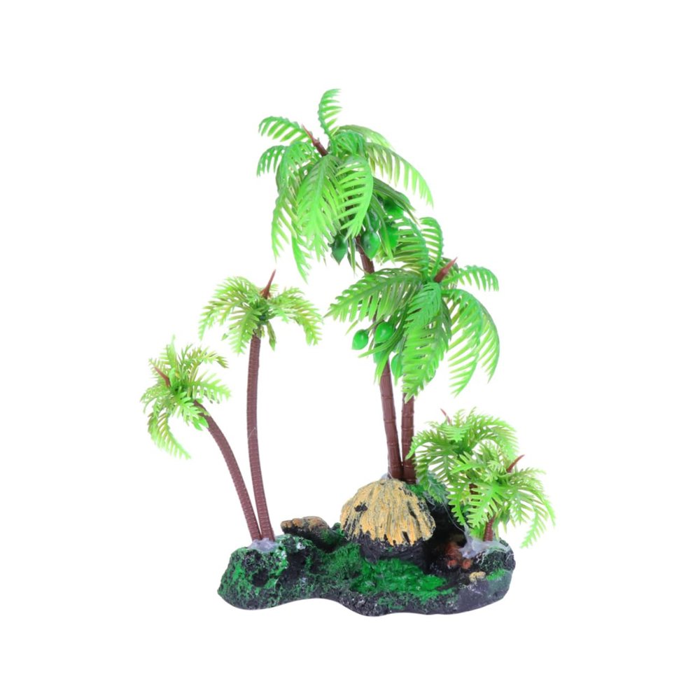 POPETPOP Aquarium Coconut Tree Decoration, Resin Ornament for Freshwater and Saltwater Tanks