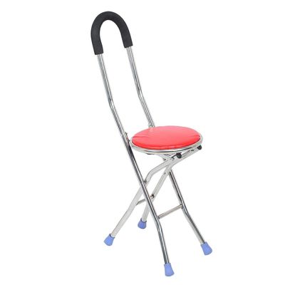 Folding Stainless Steel Walking Cane Seat with Four Legs