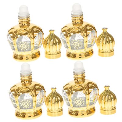 Empty Roll-On Perfume Bottles, 15 ml, Glass and PP, Gold, 4-Pack
