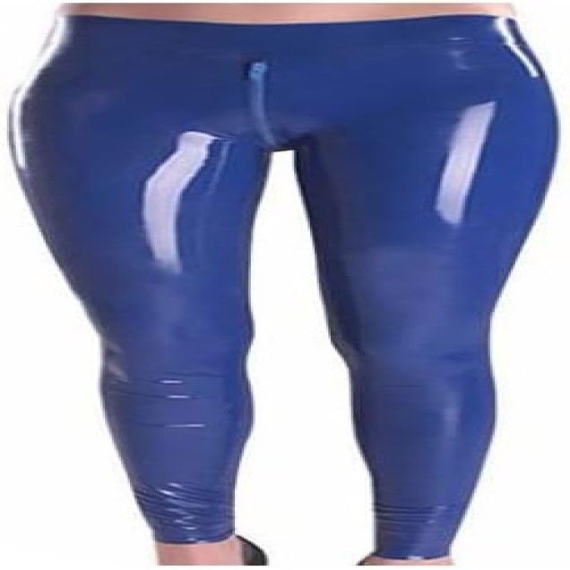 Women's Latex Leggings with Crotch Zipper, Silver, M