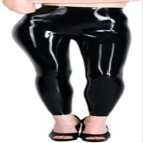 Black High-Waisted Latex Leggings for Women, Thin Rubber Leggings, Yellow, M