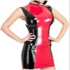 Sexy Metallic Red and Black Latex Dress with Back Zipper, Figure-Hugging Rubber Dress, Playsuit, Customizable Color, XXL view 1
