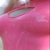 Sexy Pink Exotic Latex Dress, Fetish Rubber, Tight-Fit Mini Skirt, Open Chest, Clear, XXL view 2