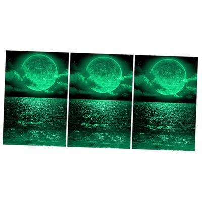 Toyvian 3-Piece Glow-in-the-Dark Moon Landscape Wall Stickers