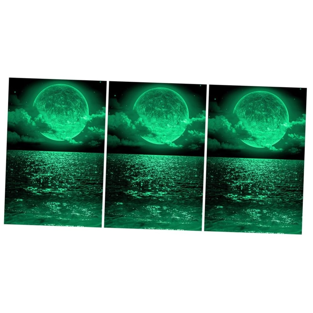 Toyvian 3-Piece Glow-in-the-Dark Moon Landscape Wall Stickers