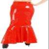 Red Sexy Long Latex Skirt, No Zipper or Elastic, Selectable Color, S view 3