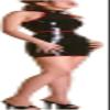 Sexy Women's Natural Black Latex Dress with Back Zipper, Blue, L view 1
