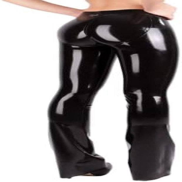 Silver Latex Leggings, 3D-Fit Women's Latex Pants, M