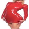 Sexy Red Latex Dress, Rubber Party Costume, Size L view 1