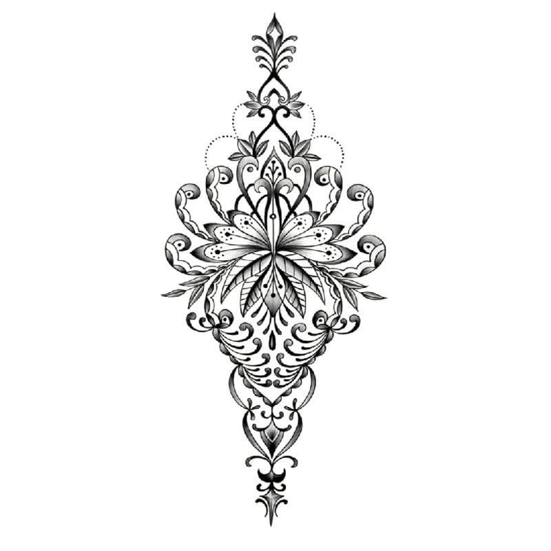 6 Small Full-Arm Black and White Flower Temporary Tattoo Sketches
