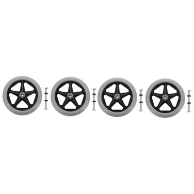 LekLai Wheelchair Replacement Wheels, 4-Piece 6-Inch Heavy-Duty Rubber Front Wheel Set
