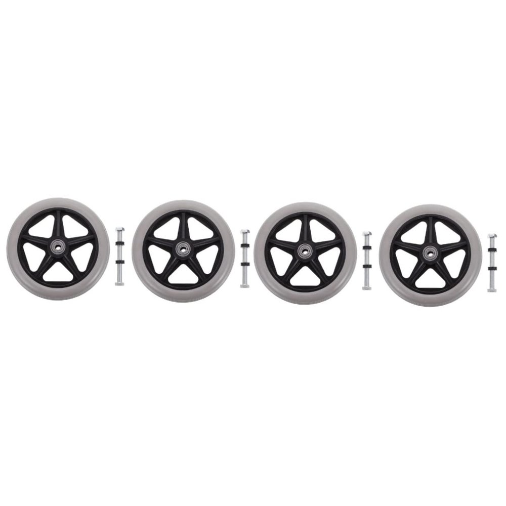 LekLai Wheelchair Replacement Wheels, 4-Piece 6-Inch Heavy-Duty Rubber Front Wheel Set