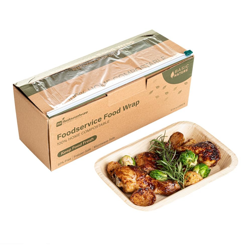 Restaurantware Basic Nature Plastic Food Wrap, Microwave- and Freezer-Safe, with Built-In Slide Cutter, 30.5 cm x