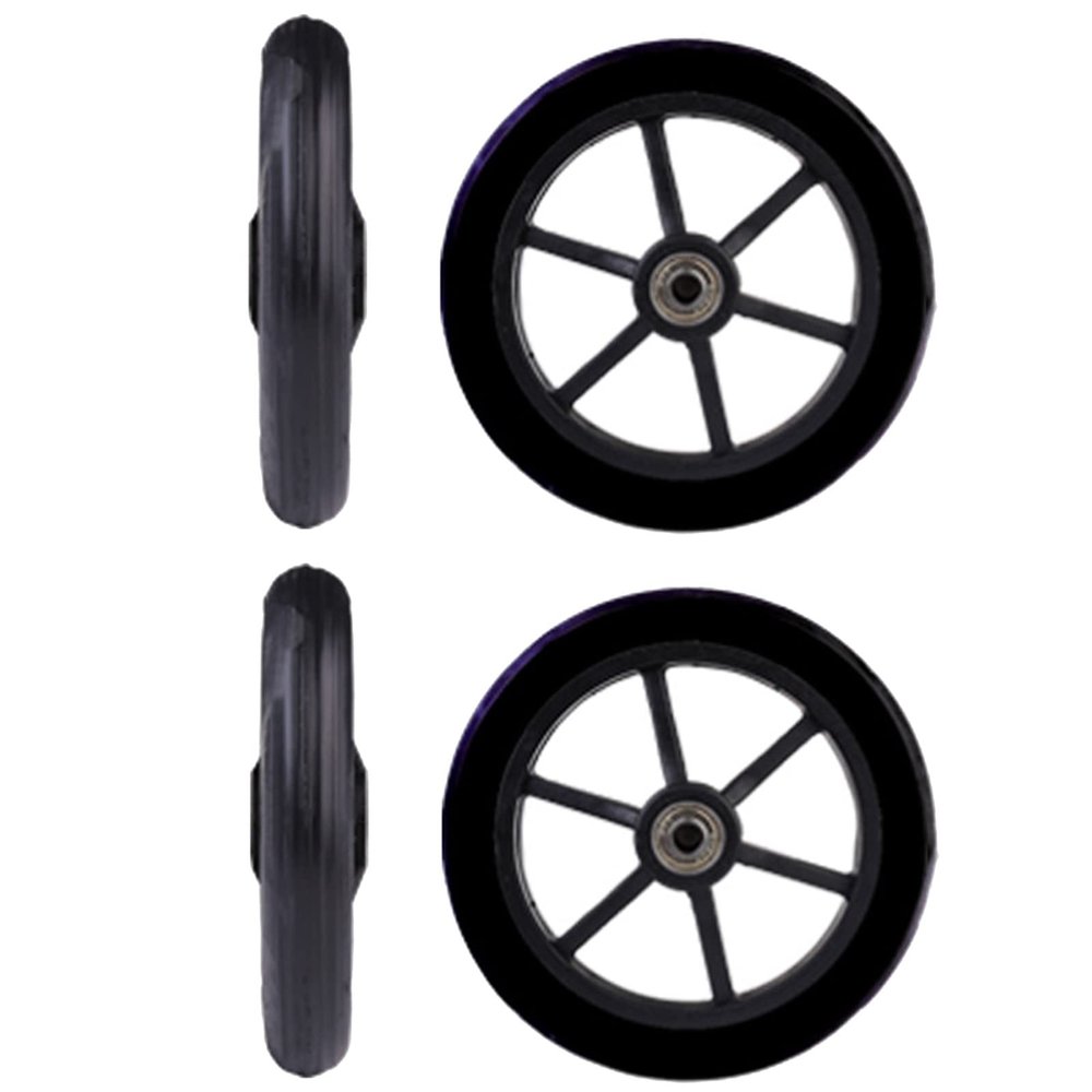 LekLai Wheelchair Replacement Wheels, 2-Piece 6-Inch Front Wheels, Non-Slip Rubber, Black/7 Inches