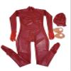 Sexy Men's Full-Body Latex Bodysuit with Hood and Silicone Breasts view 1