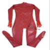 Sexy Men's Full-Body Latex Rubber Bodysuit with Hood, Silicone Breasts and Crotch Zipper, 0.4 mm view 3