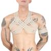 OLIns Men's Halter Harness with Elastic Shoulder Straps, Sexy Cosplay Costume (Gold, One Size) view 2
