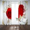 MAYNUO Eyelet Curtains for Bedroom and Kids' Room, Noise-Reducing 3D Red Rose Flower 100 Pattern, 2 Panels, 234 x 230 cm, Room-Darkening Curtains view 2