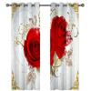 MAYNUO Eyelet Curtains for Bedroom and Kids' Room, Noise-Reducing 3D Red Rose Flower 100 Pattern, 2 Panels, 234 x 230 cm, Room-Darkening Curtains view 3