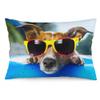 NIBABA Dog Pillow Cover, 1 Piece, Dog Swimming with Sunglasses, Decorative Pillow Cover, 40 x 60 cm, Soft Polyester, Square view 1