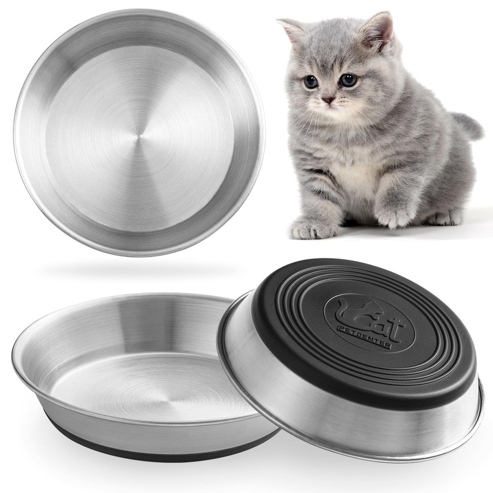 WROSWT Stainless Steel Cat Bowls, Whisker-Friendly, 3-Pack