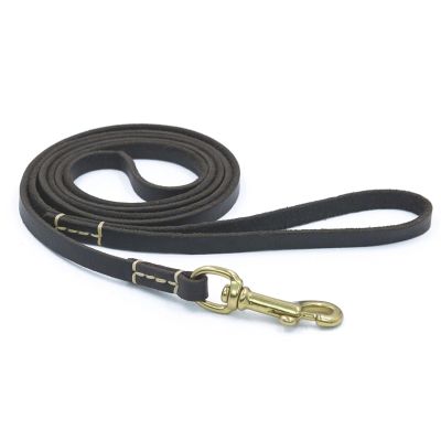 Leather Dog Training Leash for Small and Medium Dogs, 130 cm, Black