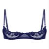 TiaoBug Women's Ouvert Lace Underbust Bra, Transparent Adjustable-Strap Lingerie, Navy Blue D, 3XL view 1