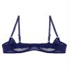 TiaoBug Women's Ouvert Lace Underbust Bra, Transparent Adjustable-Strap Lingerie, Navy Blue D, 3XL view 3