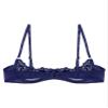 TiaoBug Women's Ouvert Lace Underbust Bra, Transparent Adjustable-Strap Lingerie, Navy Blue D, 3XL view 4