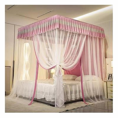 Pink Four-Post Bed Canopy Mosquito Net for Adults and Girls