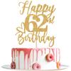 Happy 62nd Birthday Cake Topper – Cheers to 62 Years, Gold Glitter view 1
