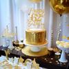 Happy 62nd Birthday Cake Topper – Cheers to 62 Years, Gold Glitter view 2